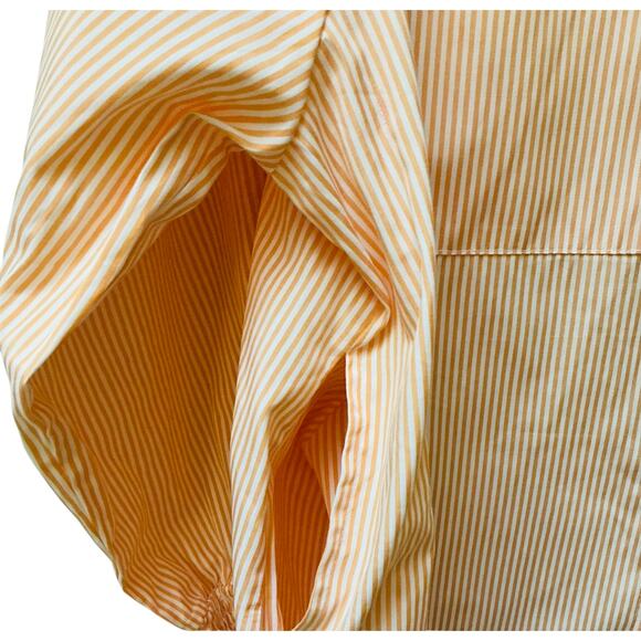 Striped Button-Down High-Low Shirt Smocked Cuffs Pockets SZ L Oversized No-Iron - Picture 6 of 8